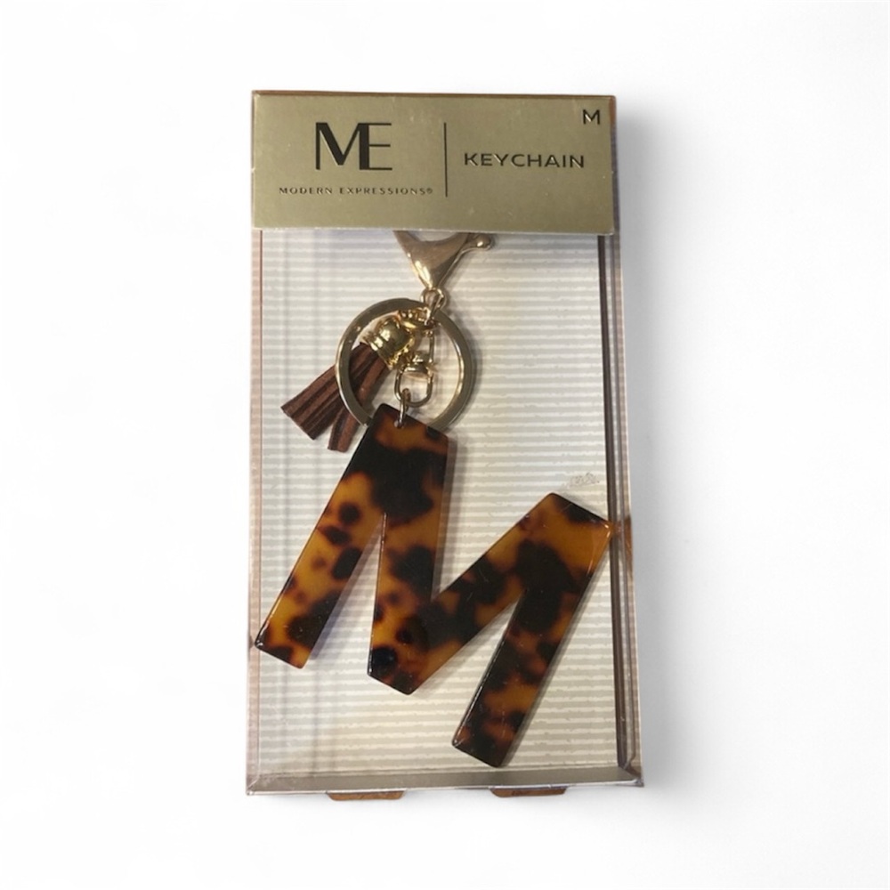 Modern Expressions Tortoise Shell Keychain Monogram ‘M’